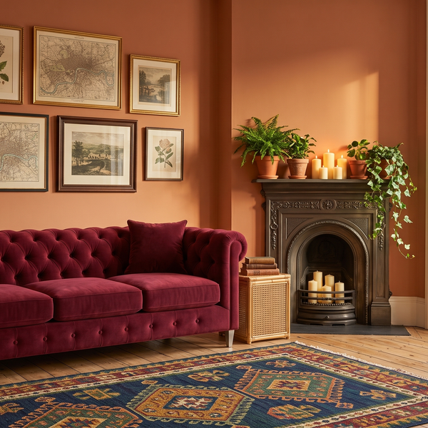 Chesterfield sofa in a Victorian terrace living room