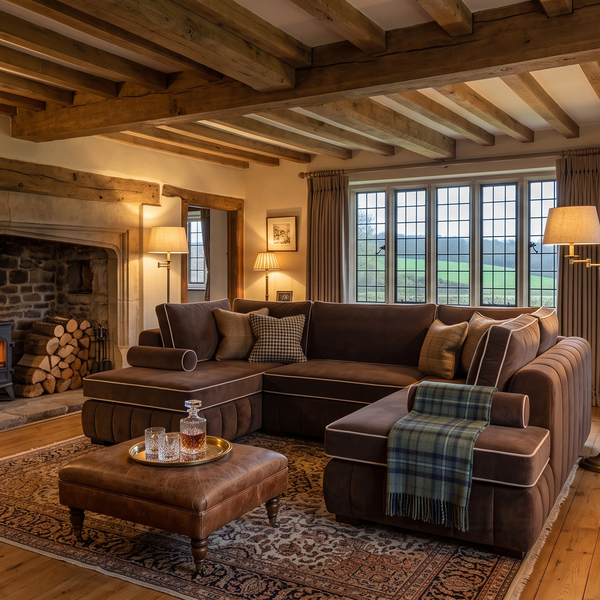 Corner sofa in an English country house