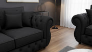 Rio Chesterfield Sofa Set – 3 + 2 Seater Black Velvet Suite – view 5