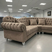Elegance Chesterfield 2C2 Corner Sofa – Mink Velvet – view 6