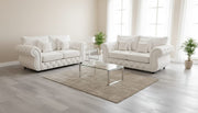 Rio Chesterfield Sofa Set – 3 + 2 Seater White Velvet Suite