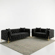 Luxury Black 3+2 Seater Chesterfield Sofa Set – view 4