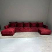 Luxury U-Shape Sofa - Velvet Fabric, Extra Large Deep