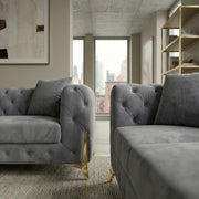 Luxury Grey 3+2 Seater Chesterfield Sofa Set – view 2