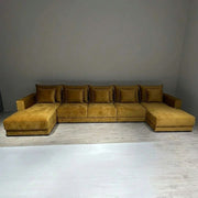 Luxury U-Shape Sofa - Velvet Fabric, Extra Large Deep – view 3