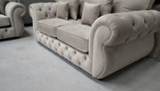Rio Chesterfield Sofa Set – 3 + 2 Seater Cream Velvet Suite – view 3