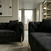 Luxury Black 3+2 Seater Chesterfield Sofa Set – view 5