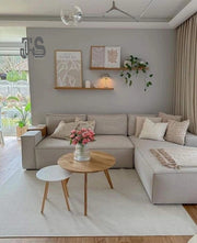 Luxury Square Borios Light Beige 2 Seater Sofa With Chaise – view 2