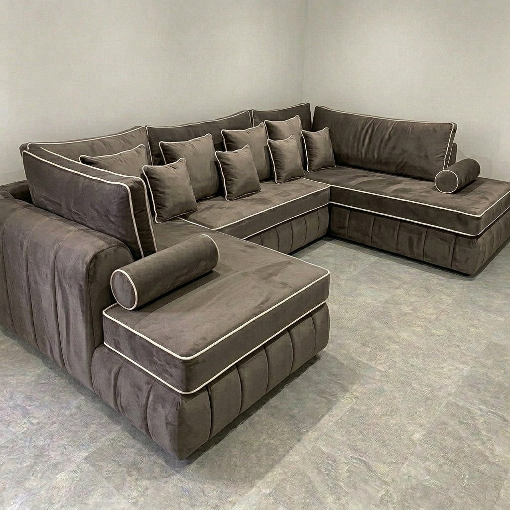 Luxury Mink U-Shape Sofa with Chaise