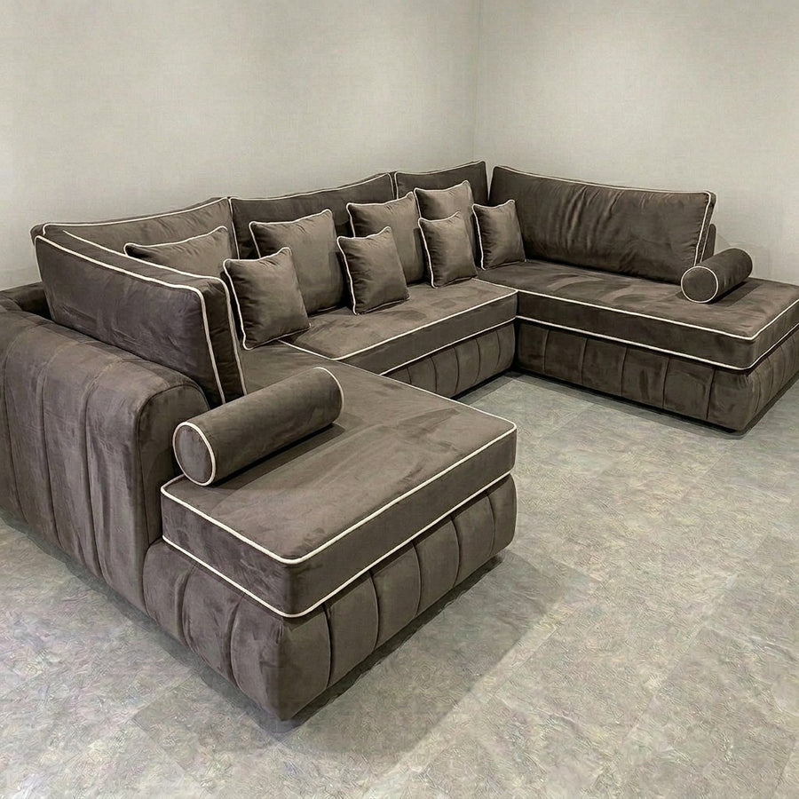 Luxury Mink U-Shape Sofa with Chaise