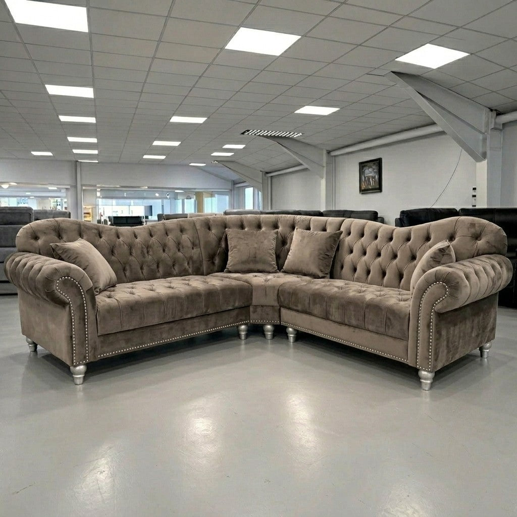 Elegance Chesterfield 2C2 Corner Sofa – Mink Velvet