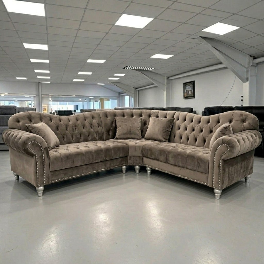 Elegance Chesterfield 2C2 Corner Sofa – Mink Velvet