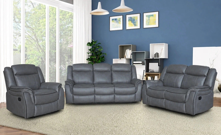 Grey Leather Gel Recliner 3 Seater 2 Seat or Armchair Sofa