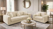 Alaska 3+1 Seater Velvet Sofa Set in Cream – Modern Luxury Design with Cushions