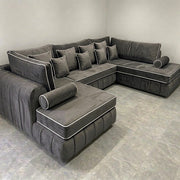 Luxury Grey U-Shape Sofa with Chaise