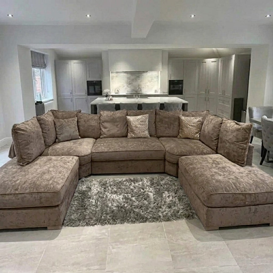 Luxury U-Shape Sofa – Velvet Fabric