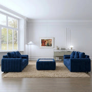 Lilly 3+2 Seater Sofa Blue Velvet with Glass Table – view 4