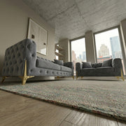 Luxury Grey 3+2 Seater Chesterfield Sofa Set