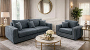 Alaska 3+1 Seater Velvet Sofa Set in Steel Grey