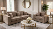 Alaska 3+1 Seater Velvet Sofa Set in Mink – Modern Luxury Design with Cushions
