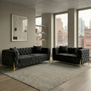 Luxury Black 3+2 Seater Chesterfield Sofa Set