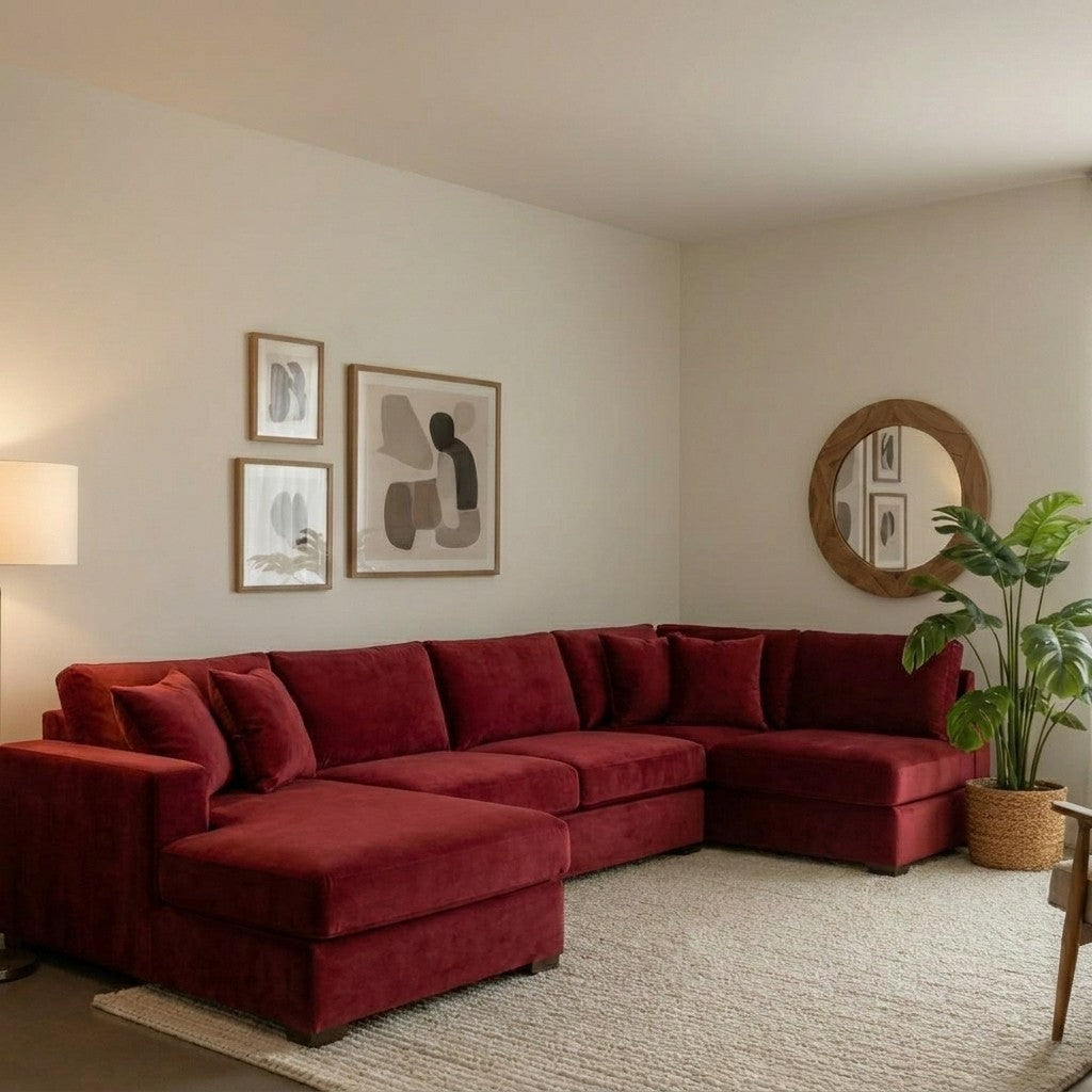 Luxury U-Shape Sofa – Velvet Fabric
