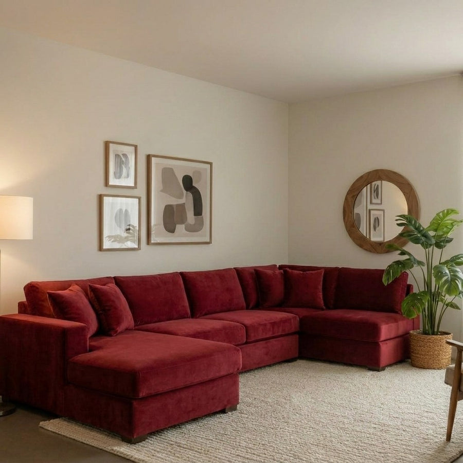 Luxury U-Shape Sofa – Velvet Fabric