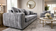 Alaska 3+1 Seater Velvet Sofa Set in Silver – view 5