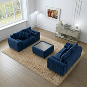 Lilly 3+2 Seater Sofa Blue Velvet with Glass Table – view 2
