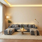 Luxury U-Shape Sofa – Velvet Fabric – view 7