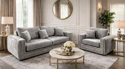 Alaska 3+1 Seater Velvet Sofa Set in Silver