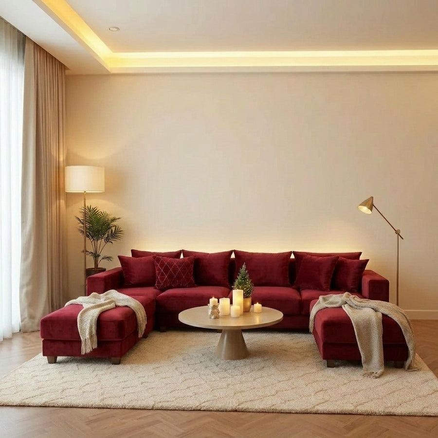Luxury U-Shape Sofa – Velvet Fabric