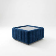 Lilly 3+2 Seater Sofa Blue Velvet with Glass Table – view 6