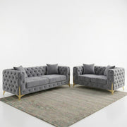 Luxury Grey 3+2 Seater Chesterfield Sofa Set – view 5