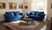 Rio Chesterfield Sofa Set – 3 + 2 Seater Blue Velvet Suite – view 2