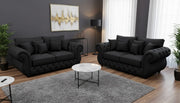 Rio Chesterfield Sofa Set – 3 + 2 Seater Black Velvet Suite