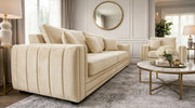 Alaska 3+1 Seater Velvet Sofa Set in Cream – Modern Luxury Design with Cushions – view 5